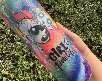 Powerpuff Girls Tumbler 20oz | made with resin and glitter, glitter sorbet