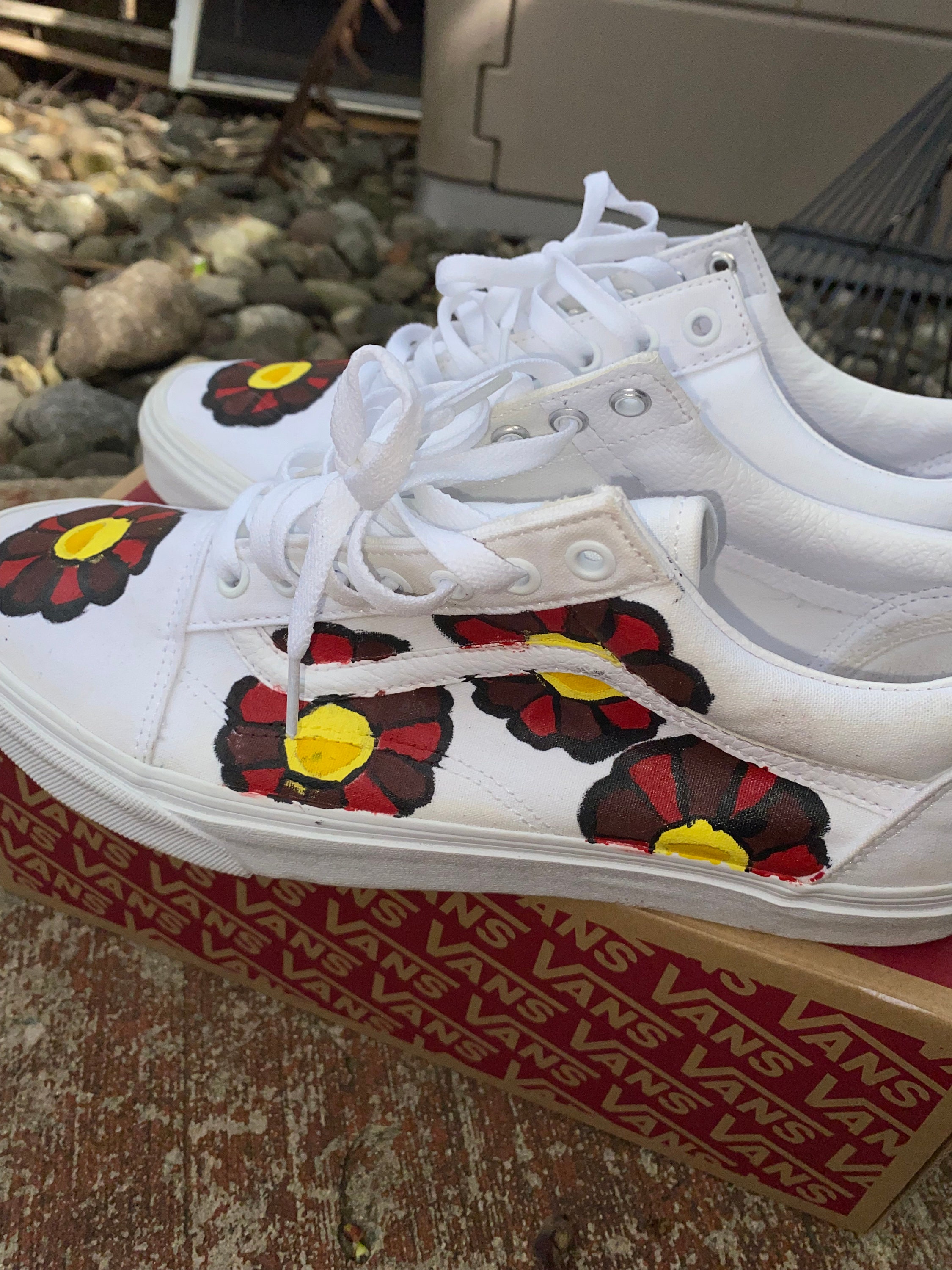 Custom Flower Low Vans Old Skool Etsy