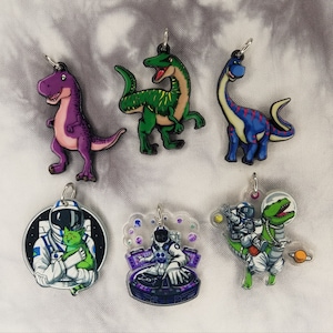 Dinosaur Astronaut Charms - Dino Charms - Astronaut Charms - Space Charms - Alien Cat Charms - T-Rex - Velociraptor - Brachiosaurus