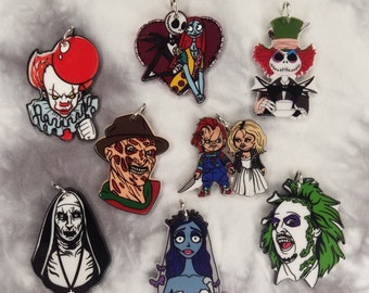 Dijes de personajes de terror - Dijes de Halloween - Dijes góticos - Joyería de terror - Dijes de asesino - Personaje de dibujos animados de terror aterrador