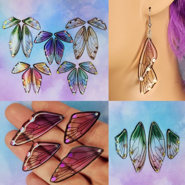 Glittery Fairy Wing Charms - Butterfly Wings - Resin Charms - Cottagecore - Mystical Fantasy Jewelry - Charms for Jewelry Making
