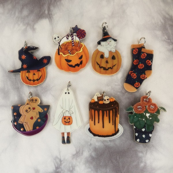 Halloween Charms - Trick or Treat Charms - Vintage Halloween Jewelry - Jack-o-lantern Charms - Ghost Charms - Voodoo Cookies - Spooky Charms