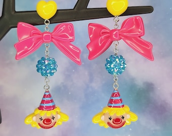 Clown Earrings - Sad Face Clown Earrings - Halloween Earrings - Circus Jewelry - Carnival - Fair - Cosplay Costume Jewelry - LolitaFashion