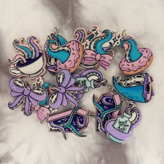 Pastel Goth Charms - Tentacle Charms - Creepy Cool Charms - Tentacle Horror Charms - Halloween Charms - Sea Monster Charms