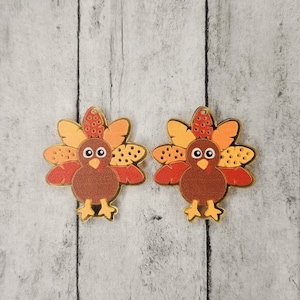 Cute Turkey Charms - Acrylic Charms - Fall Autumn Season - Thanksgiving Jewelry - DIY - Acrylic Jewelry