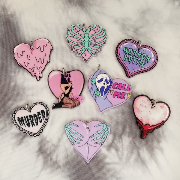 Pastel Goth Charms - Horror Heart Charms - Halloween Charms - Goth Charm - Rib Cage - Murder - Horror Hottie - Skeleton Hands - Bloody Heart