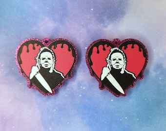 Horror Herz Charms - Valentinstag Schmuck Charms - Halloween Charms - DIY Horror Schmuck - Glitzerndes Acryl