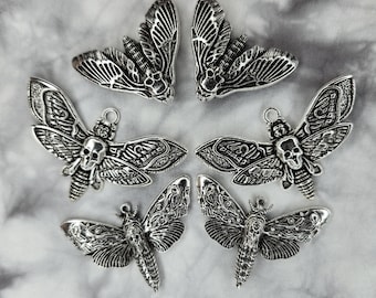Moth Charms - Death's Head Hawkmoth - Goth Charms - Metal Charms - Zinc Alloy Charms for Jewelry Making