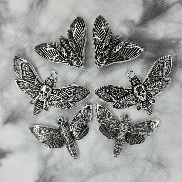 Moth Charms - Death's Head Hawkmoth - Goth Charms - Metal Charms - Zinc Alloy Charms for Jewelry Making