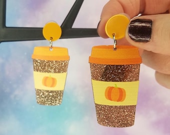 Pumpkin Spice oorbellen - herfst herfst seizoen - Halloween oorbellen - statement oorbellen - Pumpkin Spice Latte - Coffee Lover - acryl sieraden