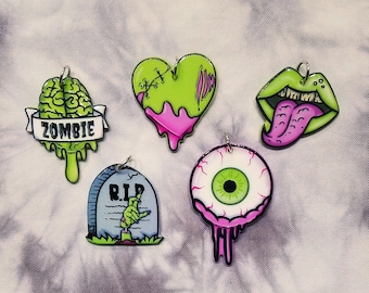 Zombie Charms - Halloween Charms - Zombie Brain - Zombie Heart - Zombie Mouth Charm - Zombie Groundbreaker - Zombie Eyeball - Horror Charms