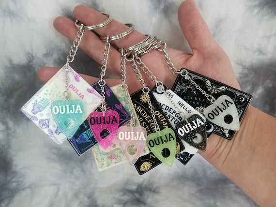 Ouija Board Keychain - Mini Ouija Board - Rainbow Ouija Board - Spirit Board - Ouija Board Keychain with Planchette - Fidget Keychain