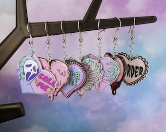 Pastel Goth Ohrringe - Horror Herz Ohrringe - Halloween Ohrringe - Horror Charakter - Pastel Goth Schmuck - Horror Ästhetik