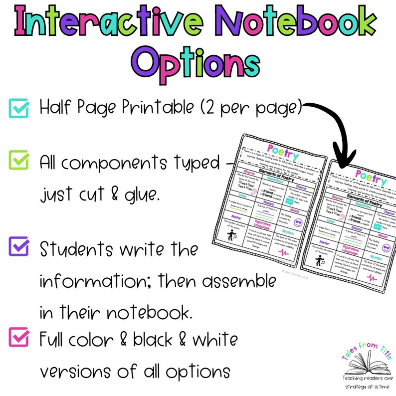 Elements of Poetry Interactive Notebook Pages - Etsy