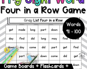 Fry Sight Words 91-100 Vier-op-een-rij-spel | Afdrukbare en bewerkbare woordspelletjes, flashcards, gegevenstrackingbladen
