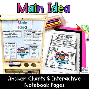 Main Idea and Supporting Details Anchor Charts & Interactive Notebook Pages