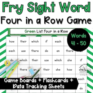 Fry Sight Words 41-50 Four in a Row Game | Printable & Editable Sight Word Games, Flashcards, Data Tracking Sheets