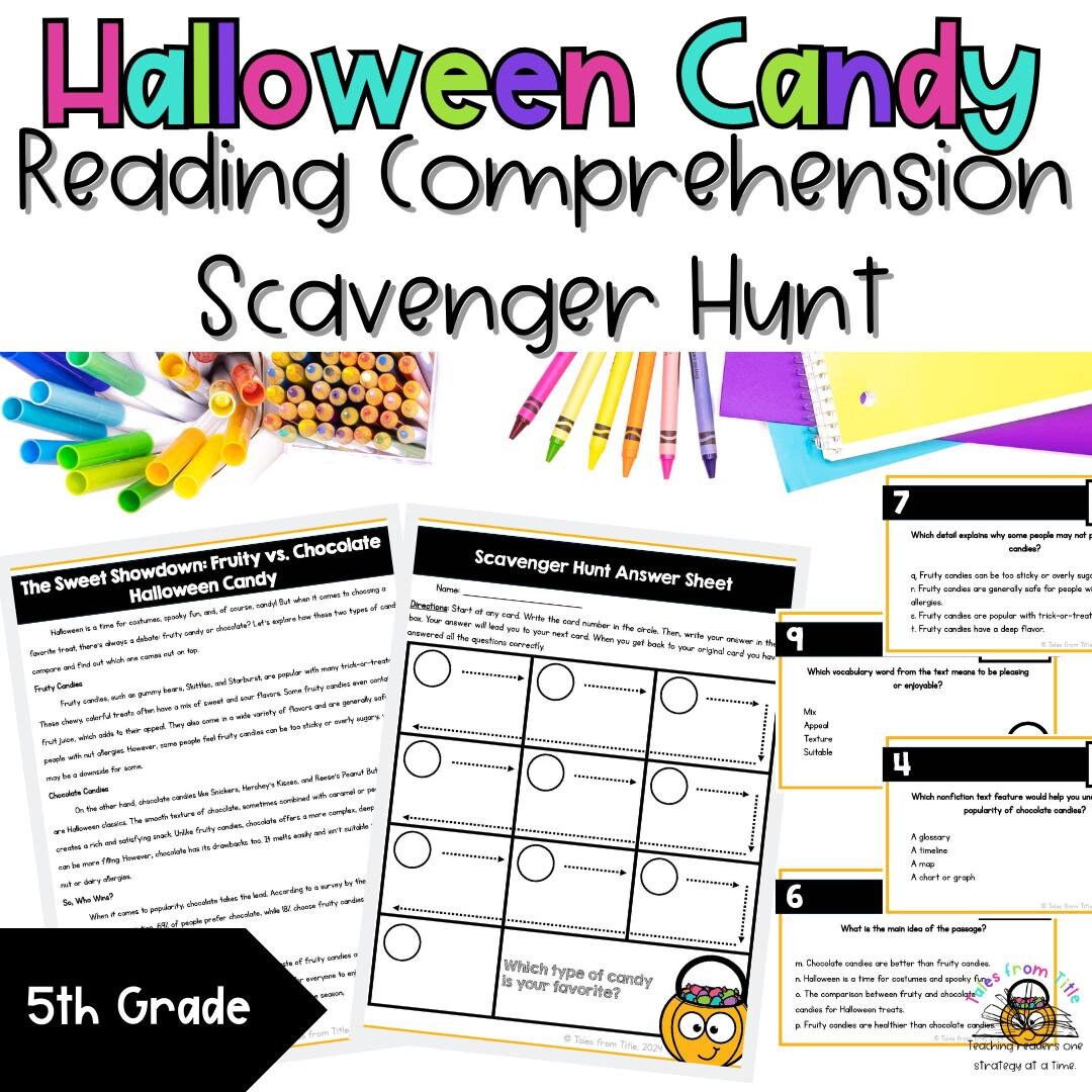 5th Grade Halloween Candy Comparison Nonfiction Reading Comprehension ...