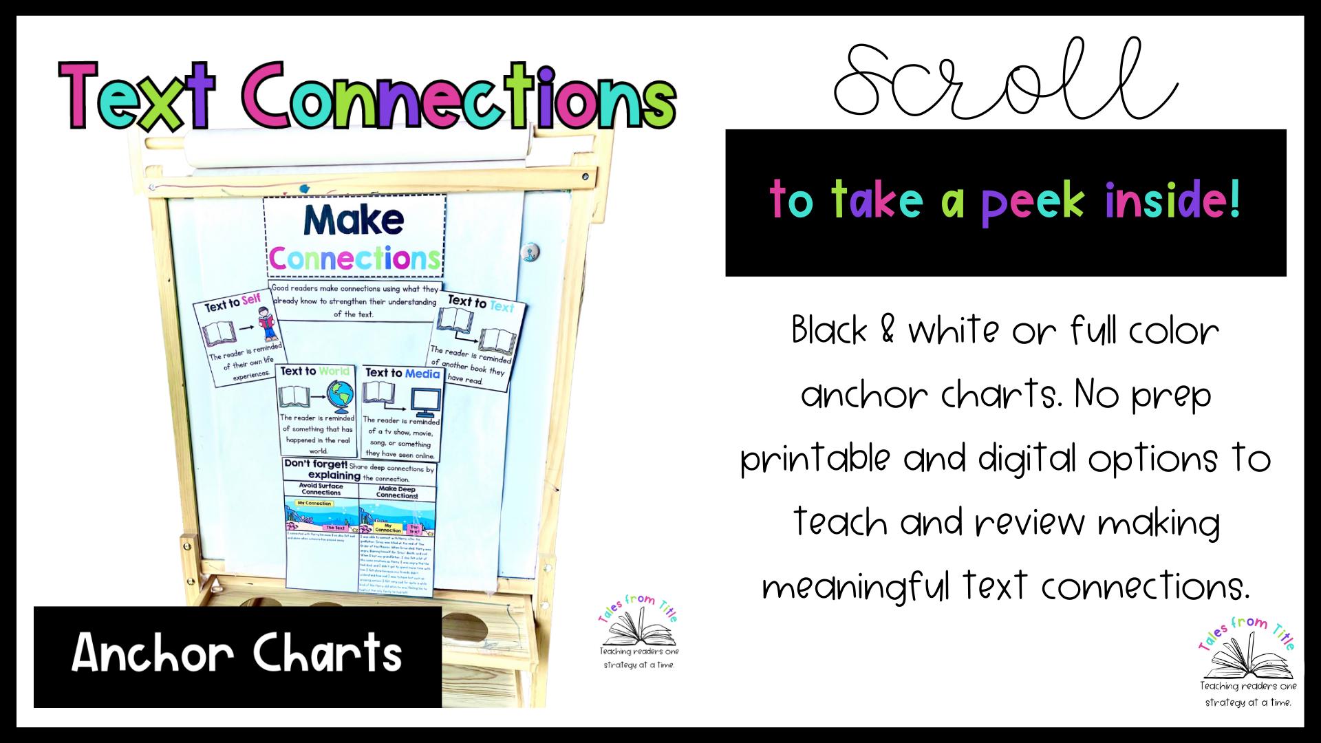 Making Text Connections Anchor Charts | Text-to-self, Text-to-text ...