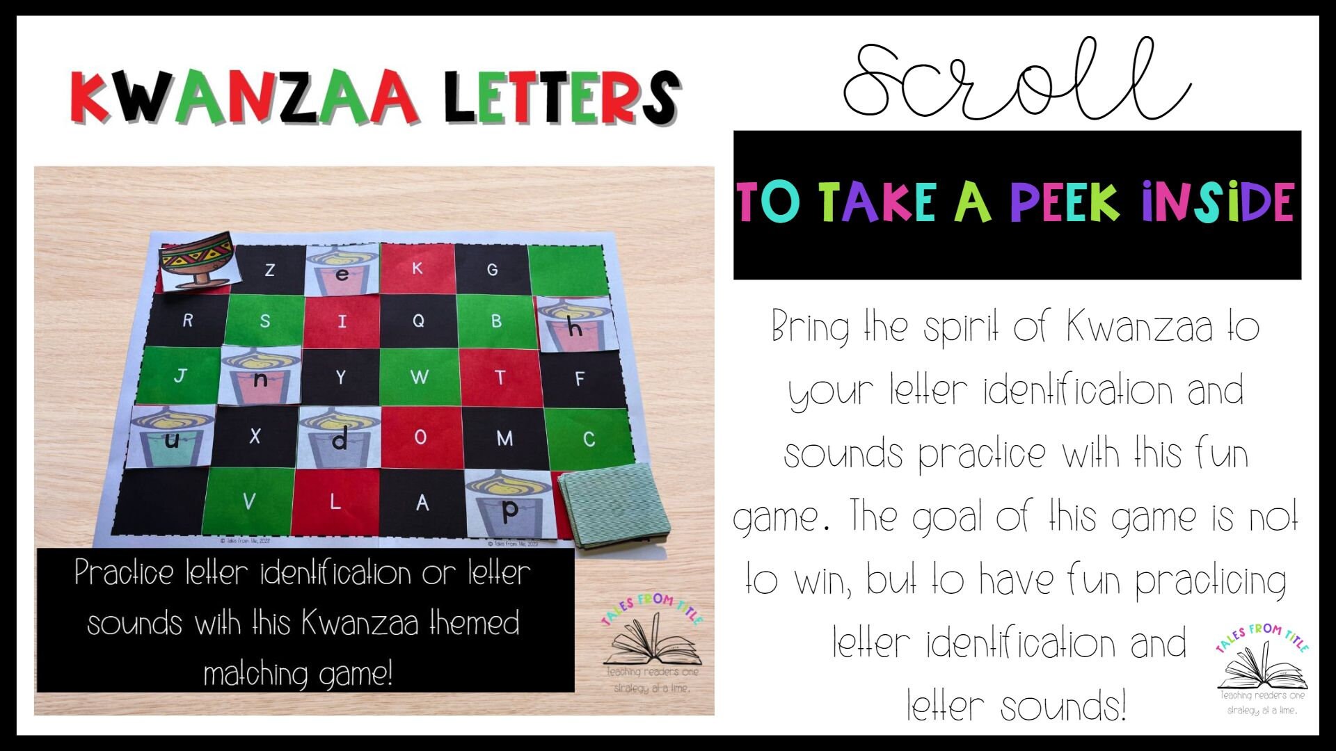 Letter Identification & Sounds Intervention or Center Game - Kwanzaa ...