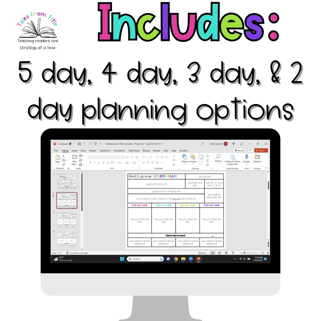 Editable Intervention & Small Group Lesson Plan Templates - Etsy
