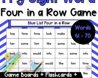 Fry Sight Words 61-70 Four in a Row Game | Printable & Editable Sight Word Games, Flashcards, Data Tracking Sheets