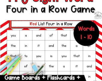 Fry Sight Words 1-10 Four in a Row Game | Printable & Editable Sight Word Games, Flashcards, and Data Tracking Sheets