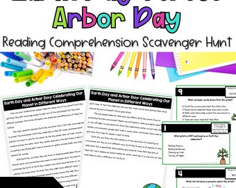 4th Grade Earth Day and Arbor Day Nonfiction Comprehension Scavenger Hunt