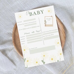 Jeu de prédiction de cartes à remplir pour baby shower numérique