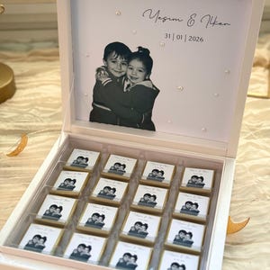 Schokobox mit Foto und Perlendetails | Isteme Cikolatasi