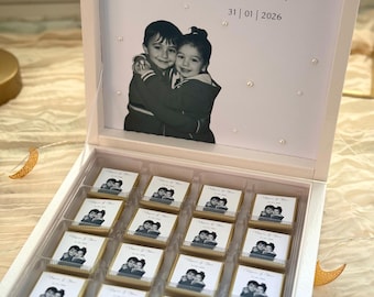 Schokobox mit Foto und Perlendetails | Isteme Cikolatasi