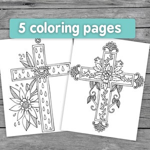 5 Printable Christian Cross Coloring Page Worksheets for Kids