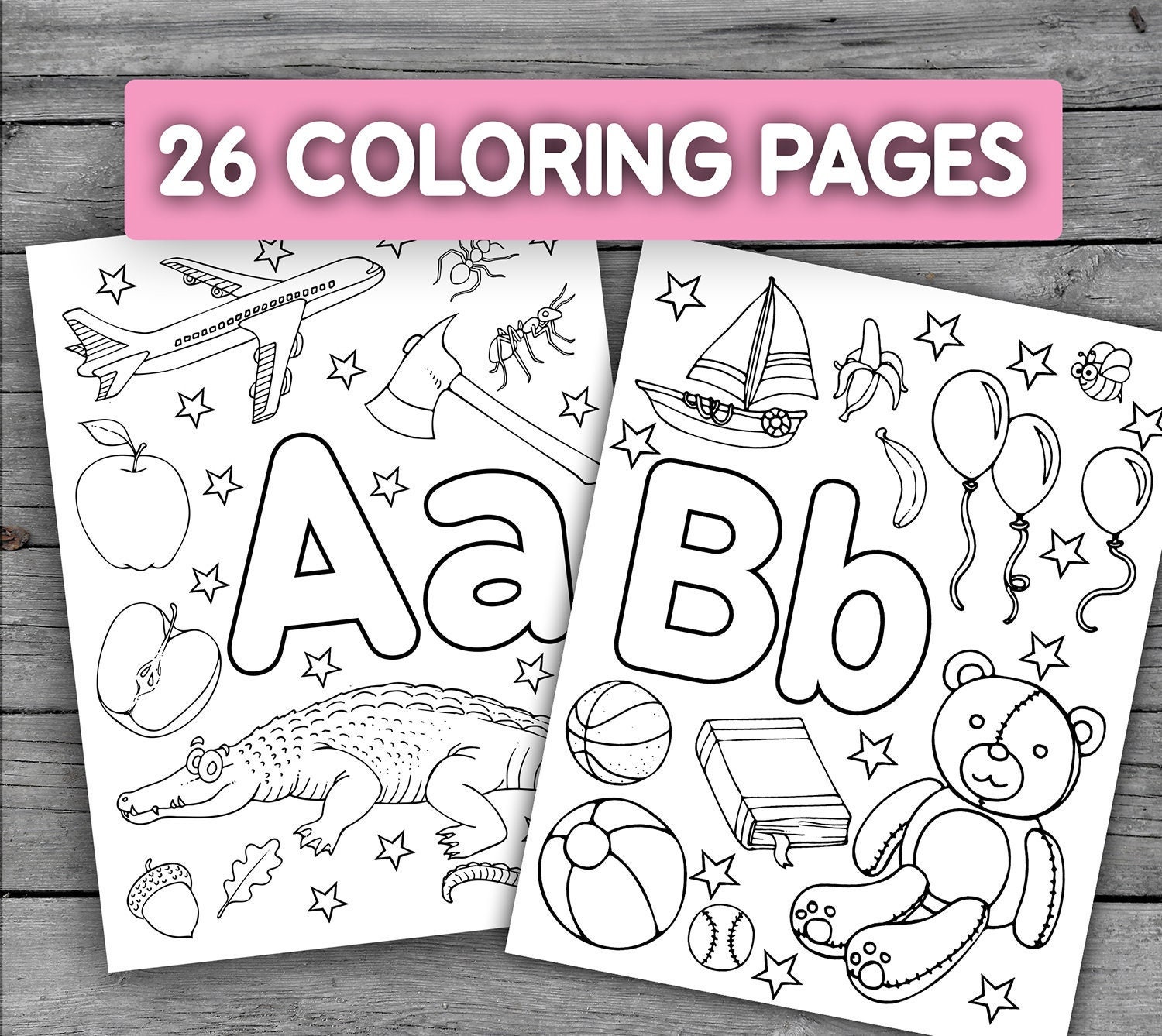 26 Printable Alphabet Coloring Pages Worksheets for Kids: Preschool - Kindergarten Homeschool PDF