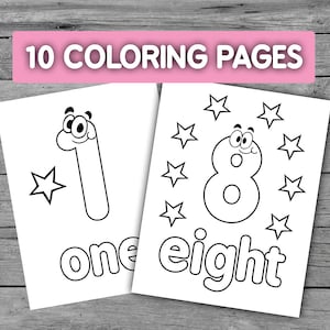 1 - Feuilles de travail imprimables de page de coloriage de 10 nombres pour le préscolaire - Maternelle Homeschool