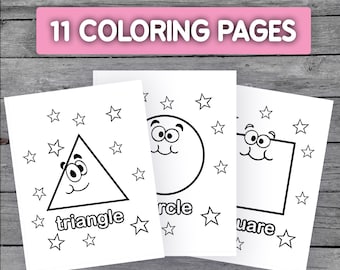 11 Printable Shapes Coloring Pages Worksheets for Kids: Preschool  Kindergarten Homeschool - Etsy