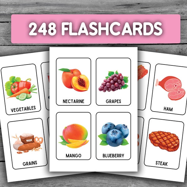 248 Food Flashcards for Kids and Toddlers Printable Cards for Vocabulary and Language Practice in Preschool and Homeschooling