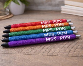 Penna glitterata personalizzata / Penna a resina epossidica con nome personalizzato, ricaricabile, inchiostro nero