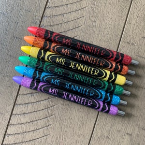 Custom Teacher Crayola Crayon Epoxy Pens