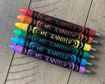 Custom Teacher Crayola Crayon Epoxy Pens