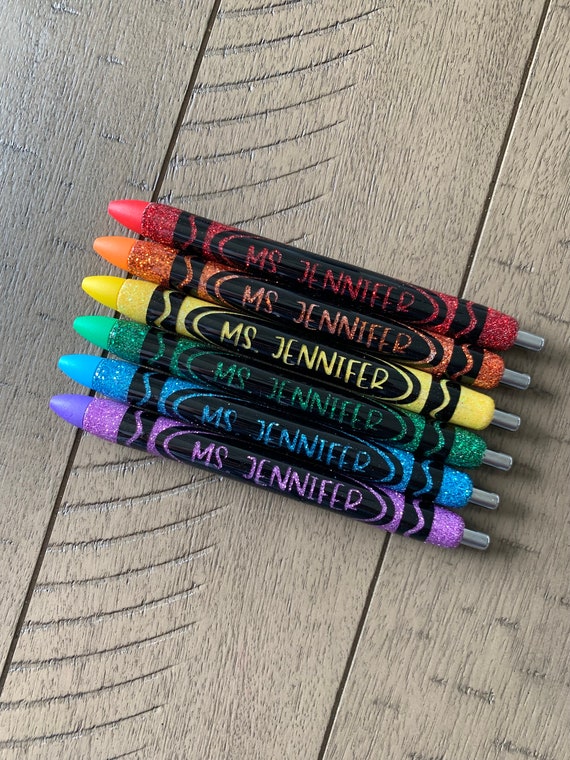 Custom Teacher Crayola Crayon Epoxy Pens 