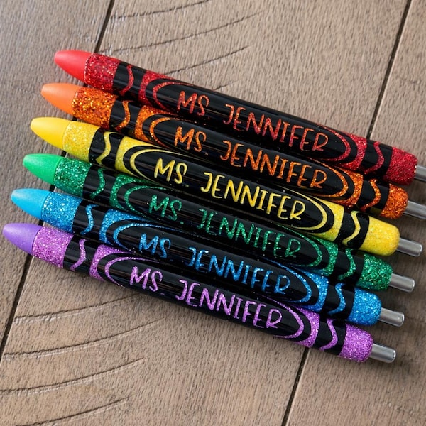 Personalized Teacher Gift – Custom Crayon Epoxy Pen – Name Pen for Teachers, Back to School Gift, End of Year Teacher Appreciation