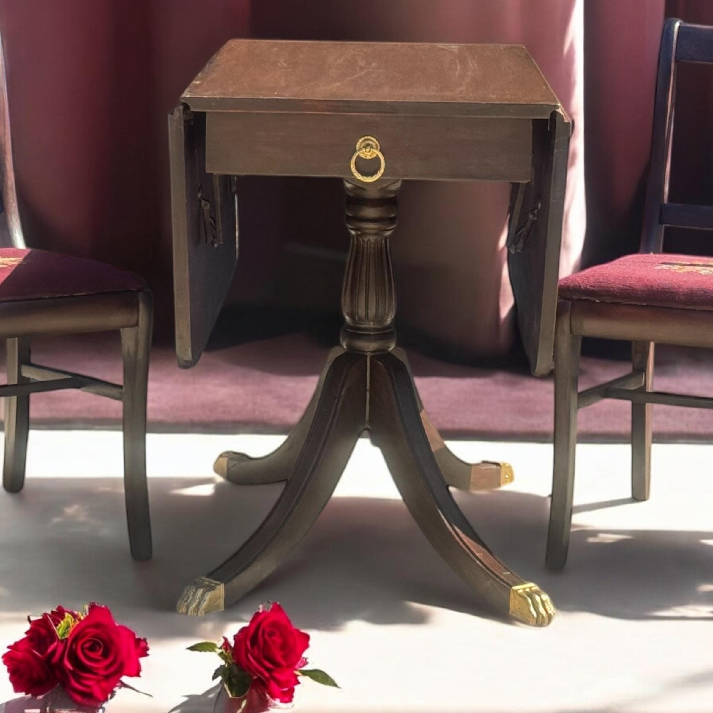 REDUCED!  Duncan Phyfe Dining Set with Drop-Leaf Table and 4 Lyre-Back Chairs. FREE SHIPPING