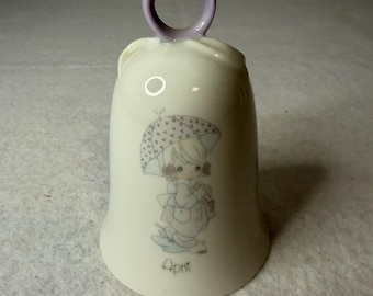 Vintage 1988 Precious Moments "April" Birthday Bell