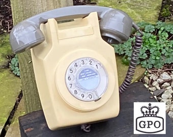 Vintage Phone GPO 741 Rotary Dial Telephone Cream/Grey 1972 Fully Working