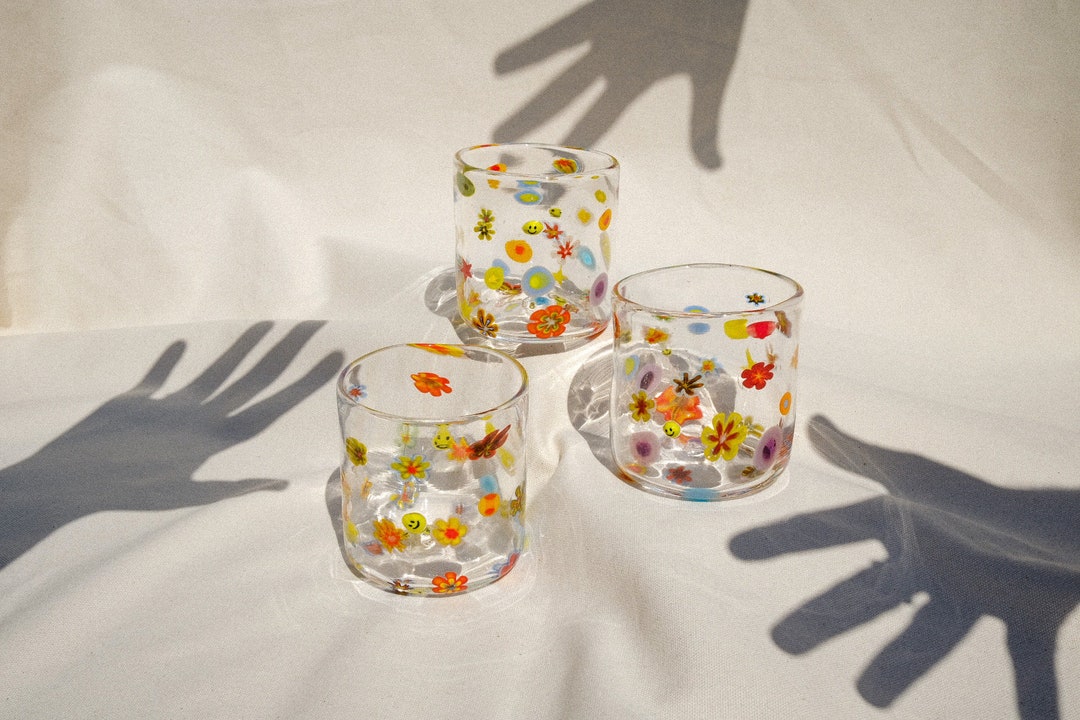 Hand Blown Glassware Cup glass Half Full Set of 4 Cups Made to Order Etsy