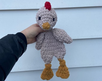 Crochet Chicken Lovey | Handmade Stuffed Animal | Crochet Snuggler | Baby Shower Gift