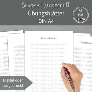 Schöne Handschrift Übungsblätter - digital und ausgedruckt - PNG und PDF Datei