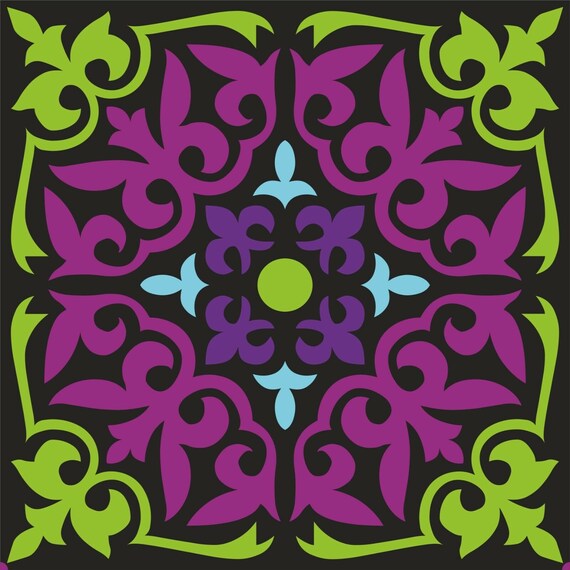 16x Colourful Spanish Vinyl Tiles Diy Stickers Wall Kitchen Etsy