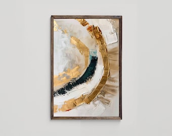 White and Gold Abstract Wall Art, Modern Textured Metallic Abstract Printable Art, Golden Living Room Art, Modern Wall Art, Digital Download