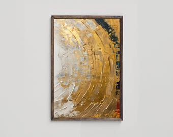 Cream White and Gold Abstract Wall Art, Textured Metallic Abstract Printable Art, Golden Living Room Art, Modern Wall Art, Digital Download